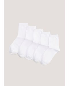 Kids 5 Pack White Ankle Socks (Younger 6-Older 5.5)