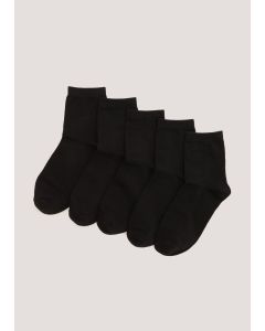 Kids 5 Pack Black Ankle Socks (Younger 6-Older 5.5)