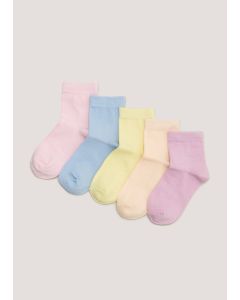 Girls 5 Pack Multicoloured Ankle Socks (Younger 6-Older 5.5)