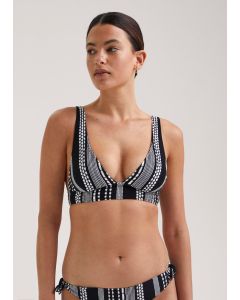 Black & White Jacquard Plunge Bikini Top