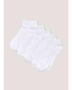 5 Pack Soft Touch Bamboo Trainer Socks-White-One Size