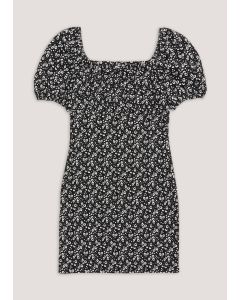 Matalan Girls Candy Couture Black Floral Frill Hem Dress (9-16yrs)