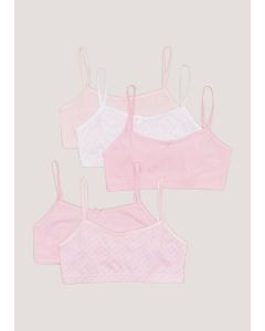 Girls 5 Pack Pink Plain & Floral Crop Tops (4-13yrs)