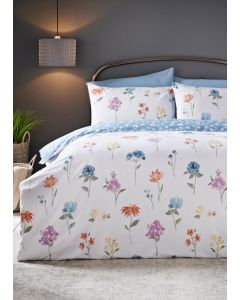 Flower Print Duvet Cover - Blue - Double