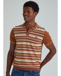 Rust Stripe Print Polo Shirt