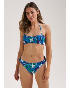 Multicoloured Swirl Print Twist Bikini Top