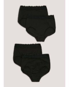 4 Pack Black Lace Trim Full Knickers