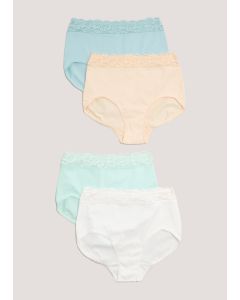 4 Pack Blue Lace Trim Full Knickers