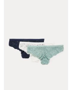 3 Pack Green Lace Brazilian Knickers