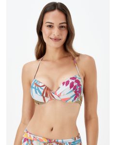 Multicoloured Leaf Print Underwired Bikini Top