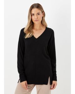 Black V Neck Soft Touch Jumper