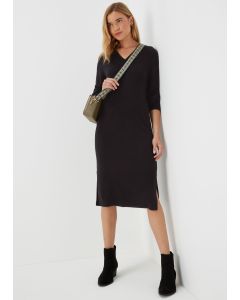 Black V Neck Soft Dress