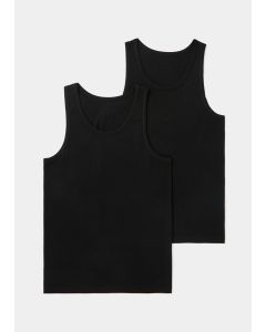 2 Pack Black Cotton Vests