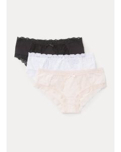 3 Pack Lace Side Short Knickers