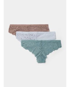 3 Pack Lace Brazilian Knickers