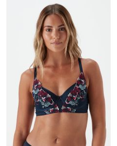 Navy Floral Embroidered Co-Ord Bra