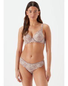 Mink Tonal Lace Co-Ord Brazilian Knickers