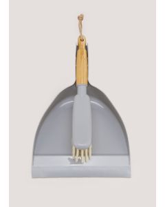 Grey Plastic Dustpan & Brush (22cm x 19cm)-Grey