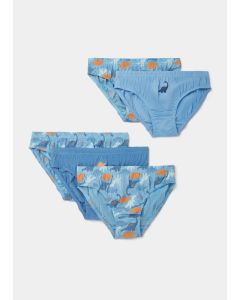 Boys 5 Pack Blue Dinosaur Briefs (2-9yrs)