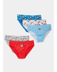 Boys 5 Pack Transport Print Briefs