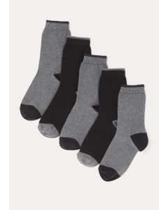 5 Pack Black Heel & Toe Socks