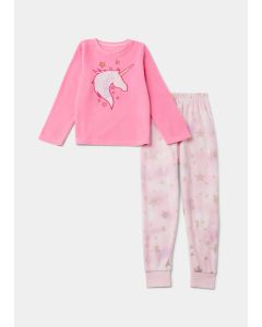 Kids Pink Unicorn Microfleece Bundle Pyjama Set (5-13Yrs)