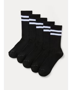 US Athletic 5 Pack Black Sports Socks