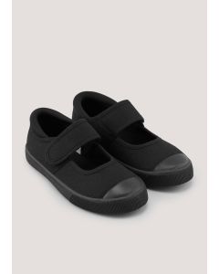 Kids Black Mary Jane Plimsoll Shoes (Younger 7-Older 3)