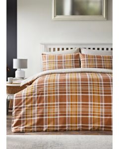 Orange Check Brushed Duvet Cover