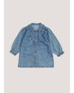 Girls Mid Wash Denim Long Sleeve Dress (9mths-6yrs)