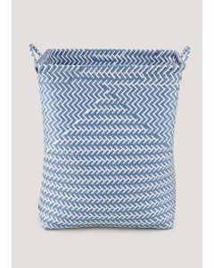 Plastic Laundry Basket-Blue-One Size