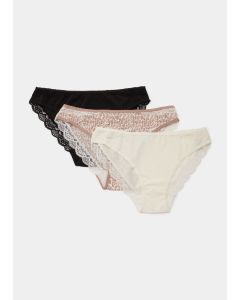 3 Pack Plain & Print Mini Knickers