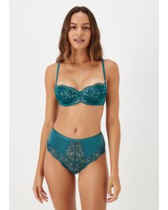 Green High Waisted Metallic Brazilian Knickers