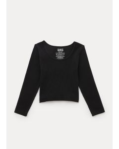 Girls Black Seamless Long Sleeve Top (7-15yrs)