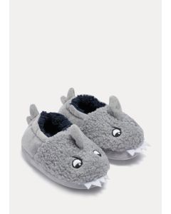 Kids Grey Shark Slippers (Younger 4-12)