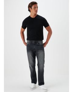 Black Vintage Wash Relaxed Jeans