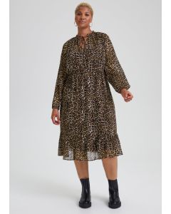 Papaya Curve Brown Animal Print Chiffon Midi Dress