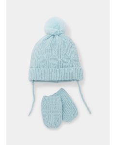 2 Piece Blue Diamond Baby Trapper Hat & Mittens Set (Newborn-2yrs)