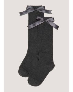 Girls 2 Pack Bow Knee Socks (Younger 6-Older 5.5)