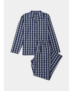 Navy Check Woven Cotton Pyjama Set