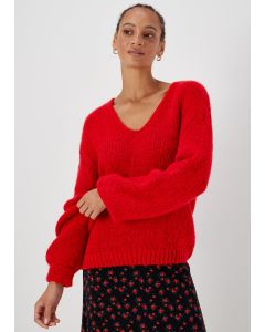 Red V-Neck Jumper