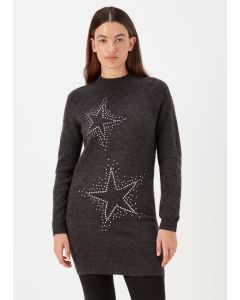 Charcoal Star Embellished Tunic Dress