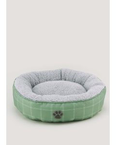 Green Check Round Pet Bed (50cm x 15cm)