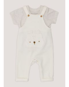 Baby Cream Panda Print Dungarees & T-Shirt Set (Newborn-23mths)