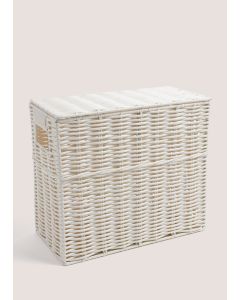 White Narrow Toilet Storage Basket (30cm x 35cm x 18cm)-White