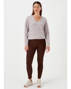 Brown Ottoman Ribbed Leggings