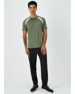 Souluxe Khaki Colour Panel Sports T-Shirt