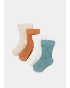 4 Pack Ribbed Baby Socks (Newborn-23mths)