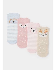 4 Pack Woodland Animal Baby Socks (Newborn-23mths)