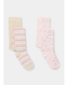 Kids 2 Pack Unicorn & Stripe Tights (2-9Yrs)